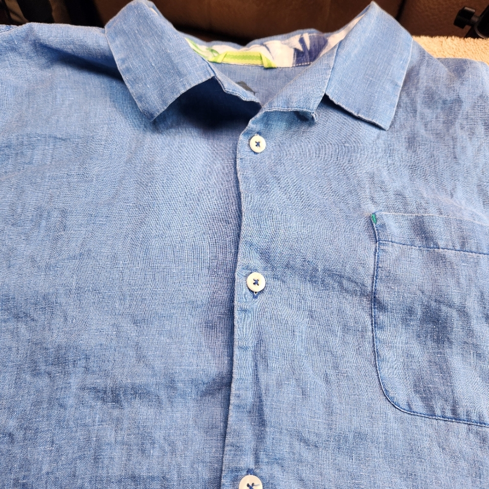 Tommy Bahama Sky Blue SS Casual Button Down Shirt 100% Linen S XXL/TTG
